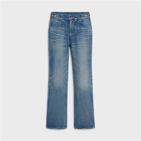 celine dylan jeans|DYLAN FLARED JEANS WITH SIGNATURE IN UNION WASH .